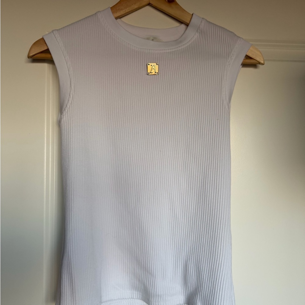 White Sleeveless Ribbed Top